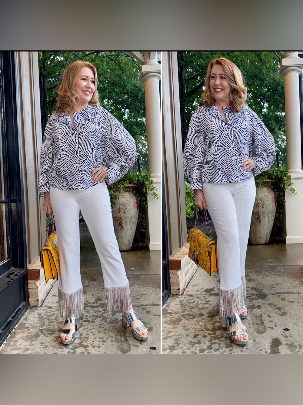 Alice + Olivia White Jeans With Rhinestone Fringe Hem-GREAT DEAL!